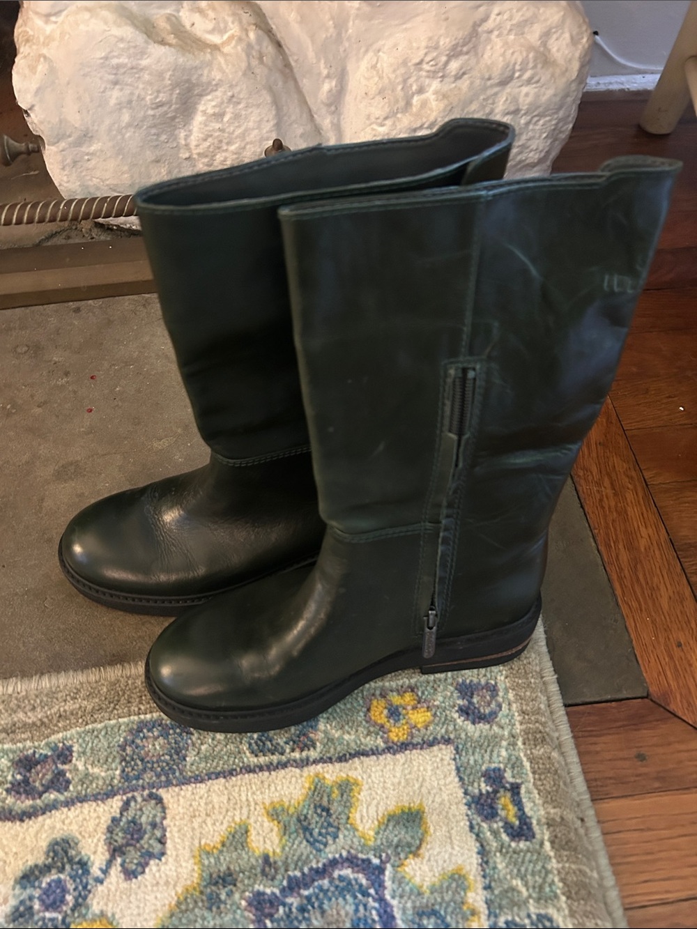 Dark Green Mid-Calf Zip Boots